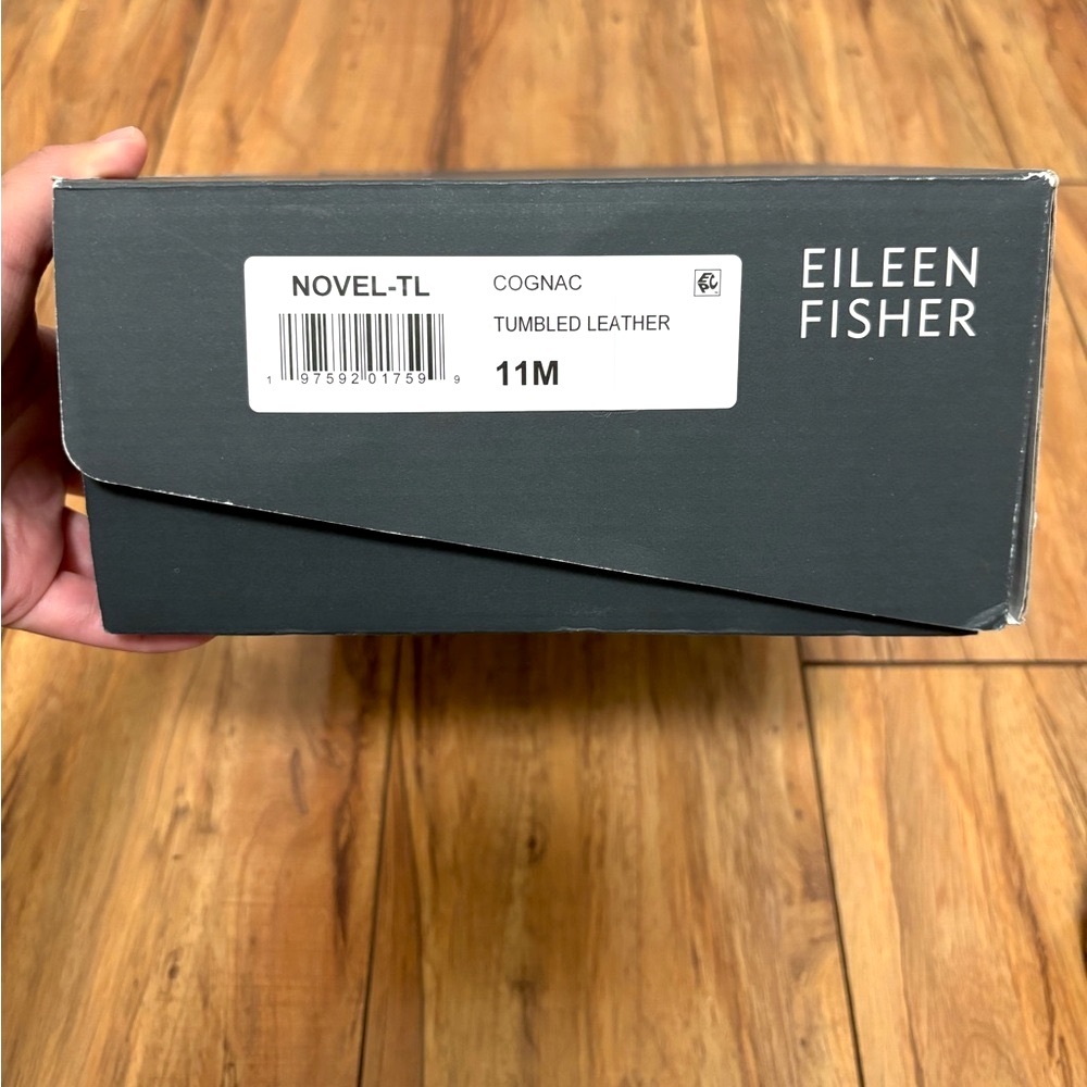 *RESERVED* NIB EILEEN FISHER Novel Tumbled Leather Wedge Sandal in Cognac - Picture 11 of 11